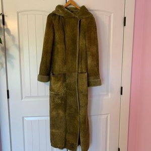 Vintage Suede Sheerling Patchwork Coat sz 8-10 Khaki/Green